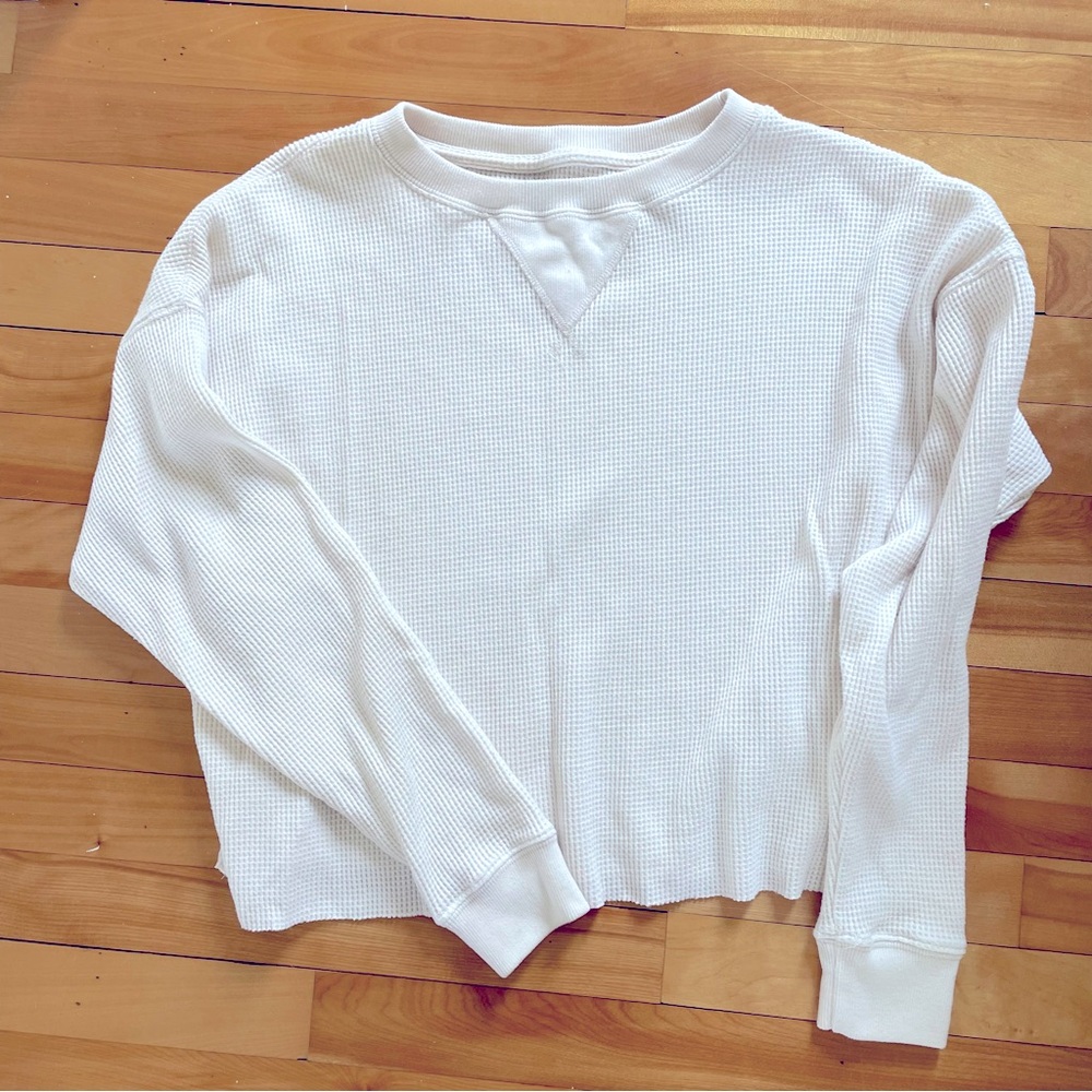 Abercrombie & Fitch Cream Waffle Crop Long-sleeve